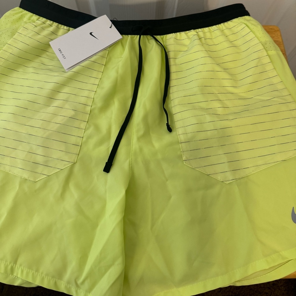 Nike Mens Dri-FIT Flex Stride Run Division 5” Brief Shorts Volt Neon Lime Green